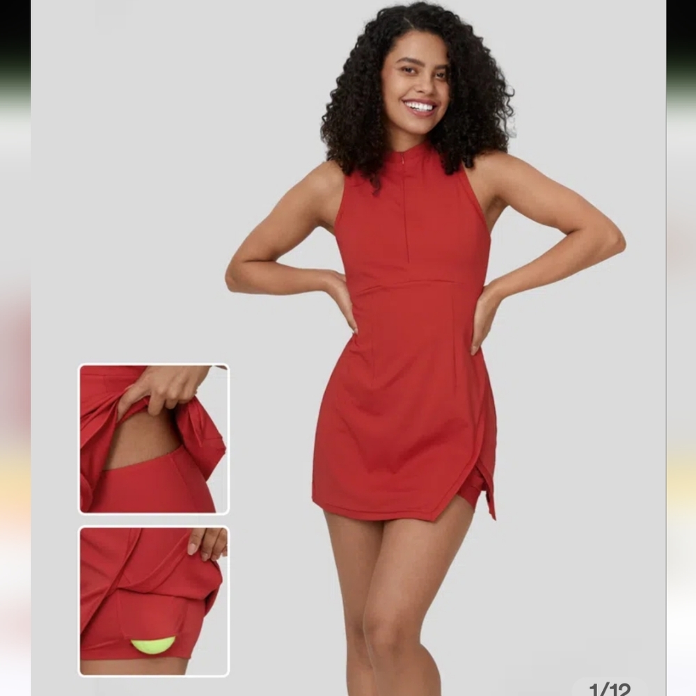 NWT $45 Halara Zipper Racerback Split Side Pocket 2-Piece Mini Dress Size S